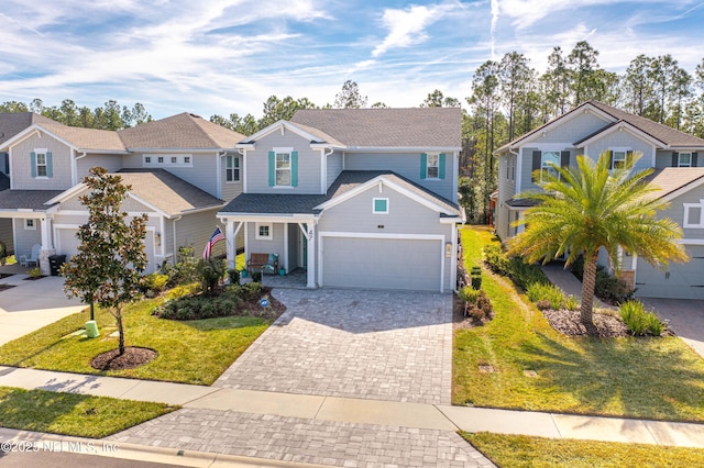 front of property with a garage and a front yard