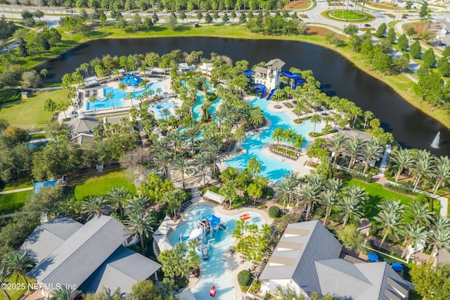 bird's eye view featuring a water view