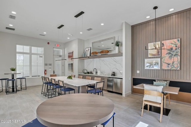 dining area featuring sink