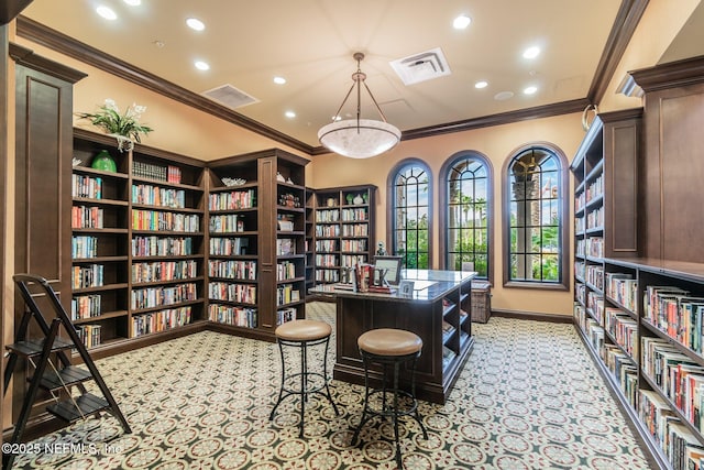 office featuring ornamental molding