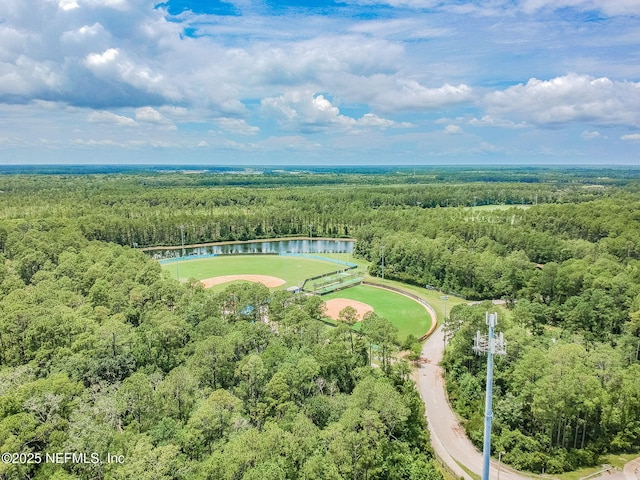 bird's eye view featuring a water view