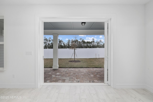 interior space with light hardwood / wood-style flooring