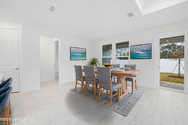 dining room with light hardwood / wood-style flooring