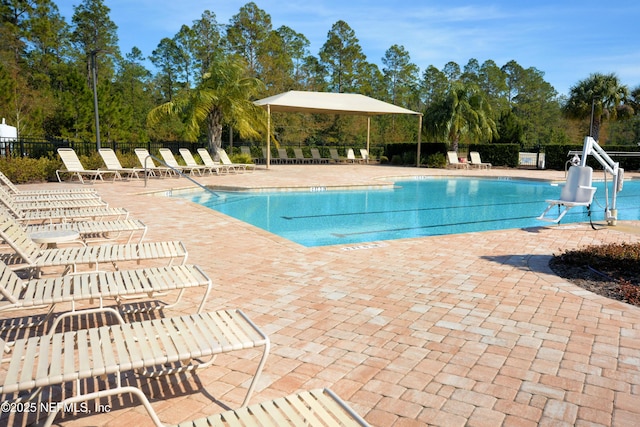 view of pool featuring a patio area