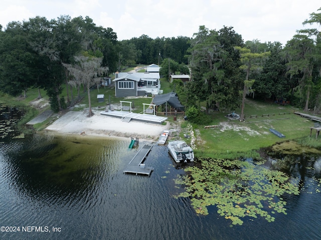 bird's eye view featuring a water view