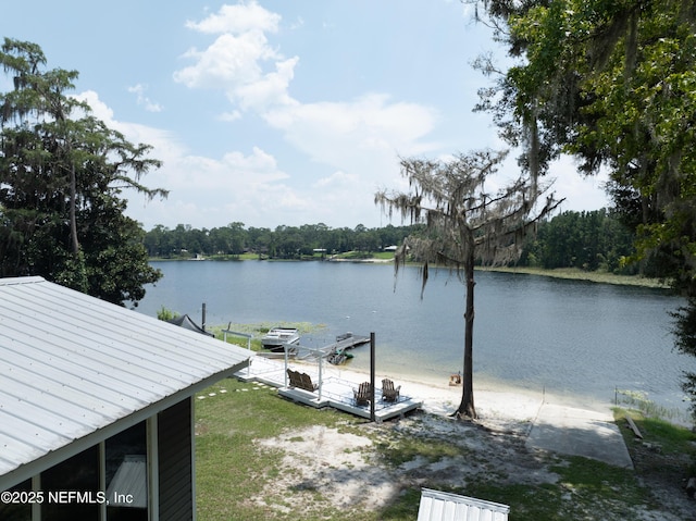 water view featuring a boat dock