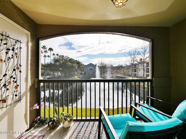 balcony with a water view