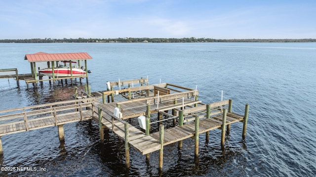 view of dock featuring a water view