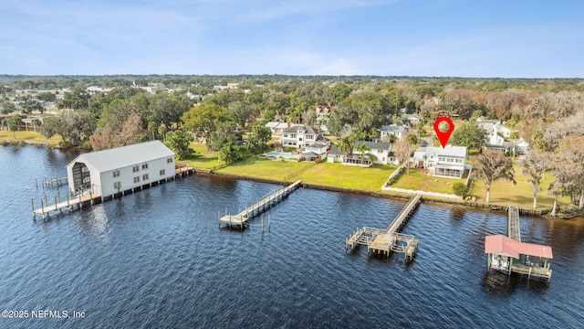 bird's eye view featuring a water view