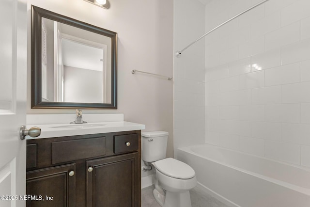 full bathroom with shower / bath combination, vanity, and toilet