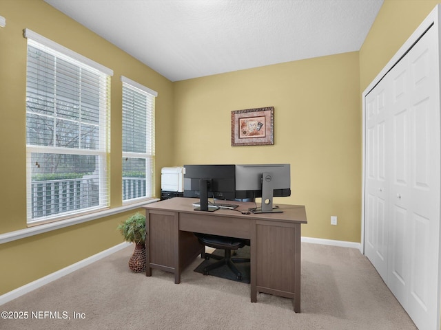 view of carpeted home office