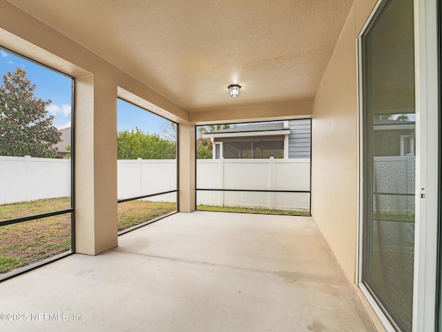 view of unfurnished sunroom