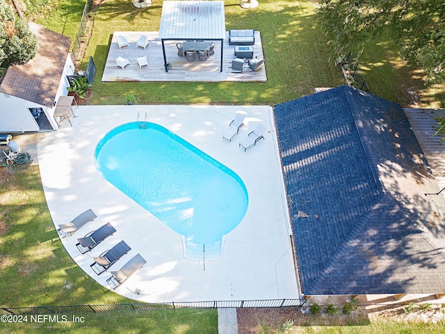 exterior space featuring a lawn and a patio