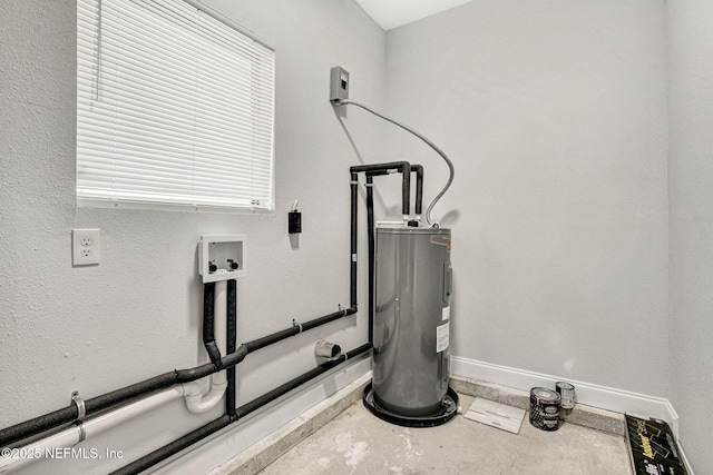 exercise room featuring electric water heater