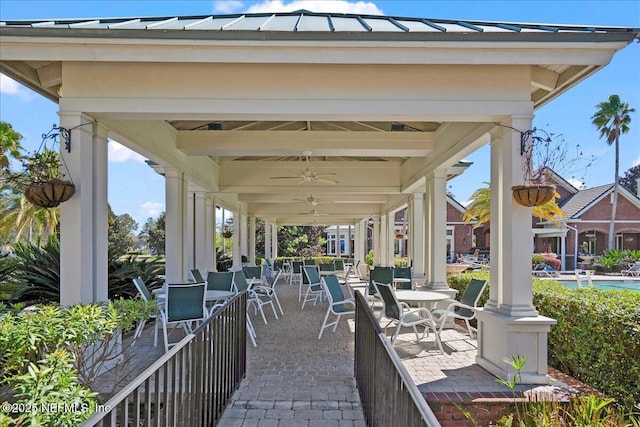 view of patio with a ceiling fan