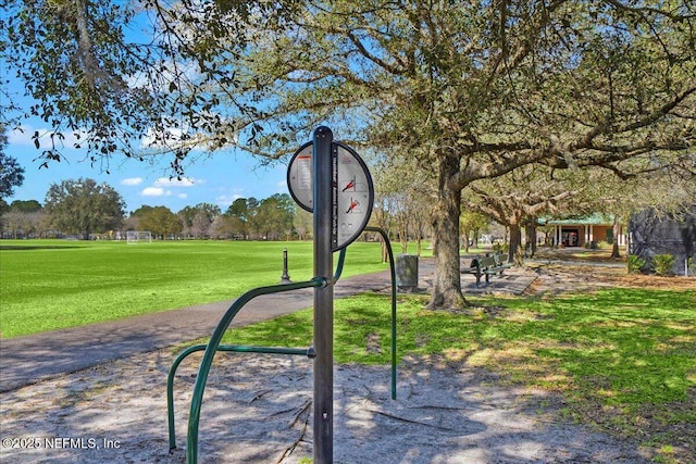 view of community featuring a yard