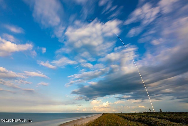 property view of water with a beach view