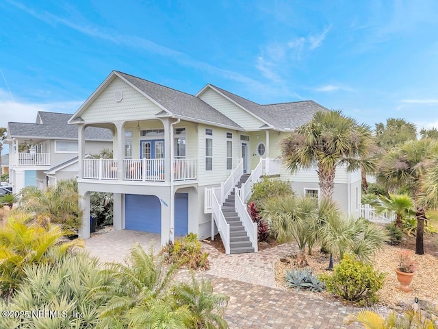 coastal home with a garage