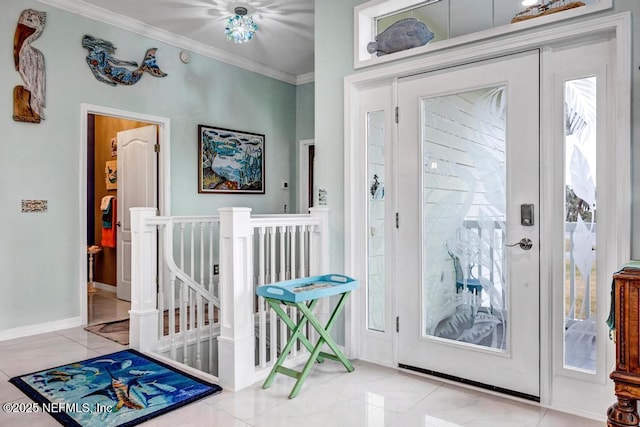 entrance foyer with crown molding