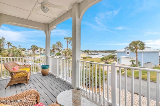 balcony with ceiling fan