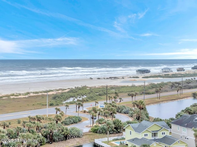 property view of water with a beach view