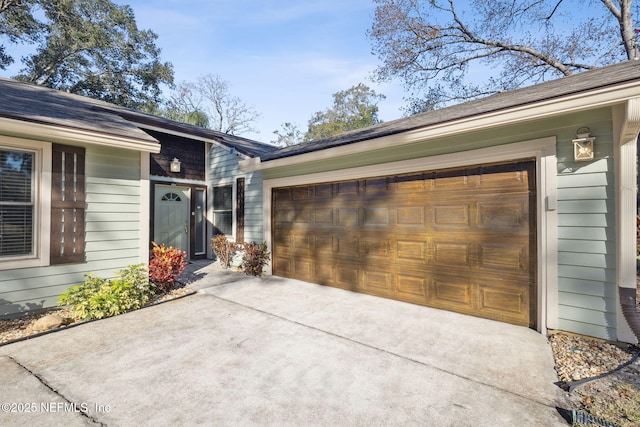 exterior space featuring a garage