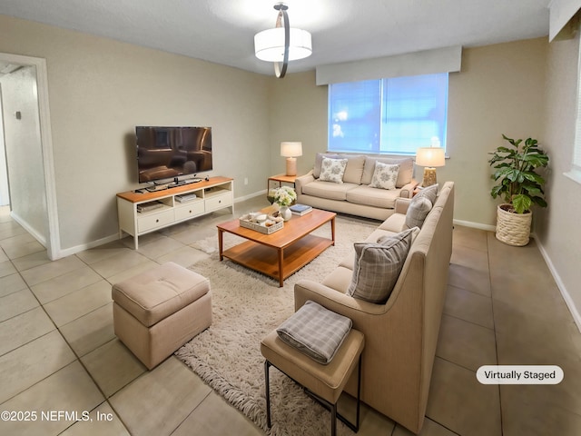 view of tiled living room