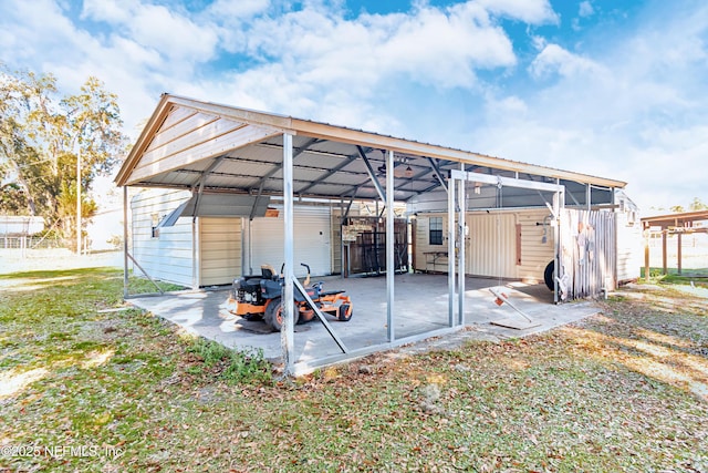 exterior space featuring a carport