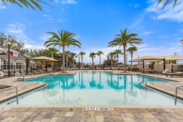 view of pool featuring a patio area