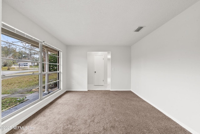 carpeted spare room featuring a textured ceiling