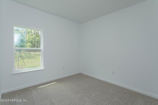 spare room featuring carpet flooring, healthy amount of natural light, and baseboards