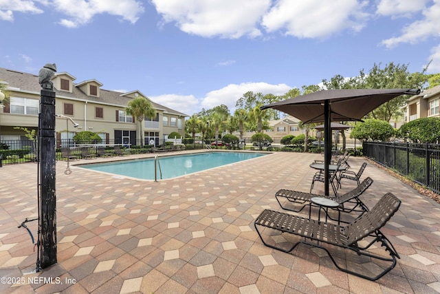 view of swimming pool with a patio area