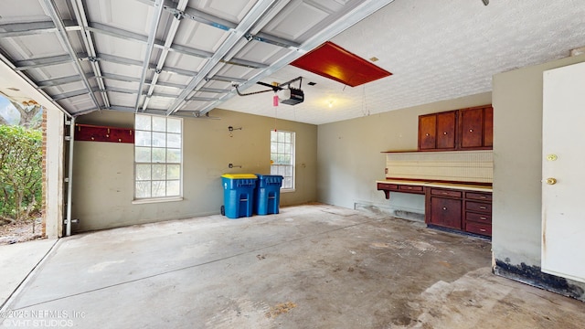 garage with a garage door opener