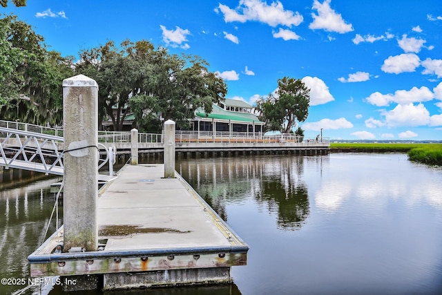 view of dock featuring a water view