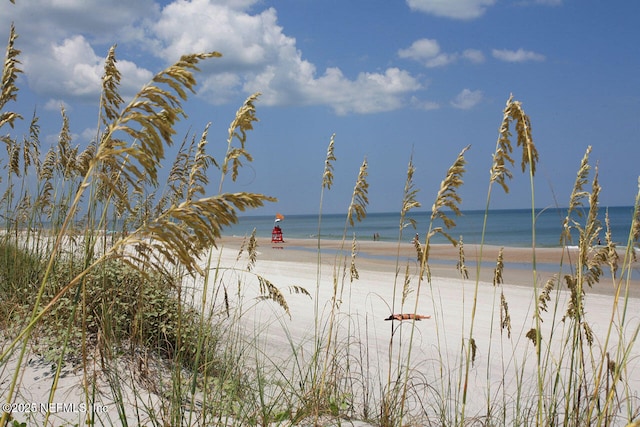 view of water feature featuring a view of the beach