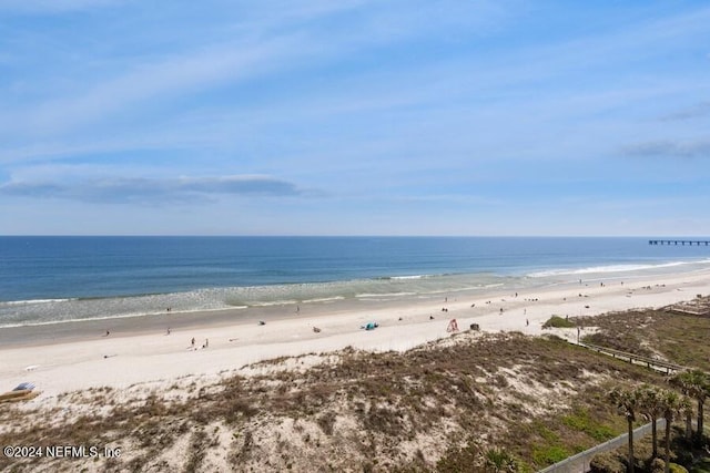 property view of water featuring a view of the beach