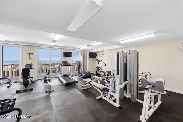 exercise room with plenty of natural light