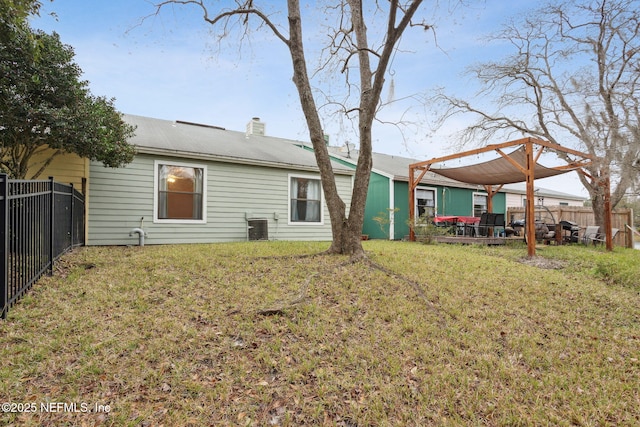 4084 Stillwood Dr, Jacksonville, FL 32257 - rear view of house featuring cooling unit, a pergola, and a lawn