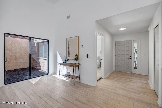 entrance foyer with light hardwood / wood-style flooring