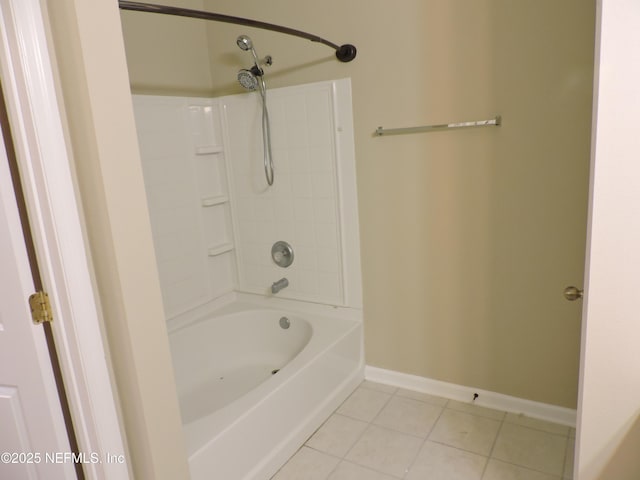 bathroom with  shower combination and tile patterned floors