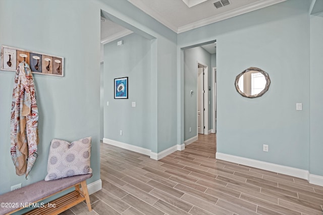 interior space with ornamental molding