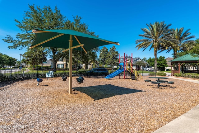 view of playground featuring a gazebo