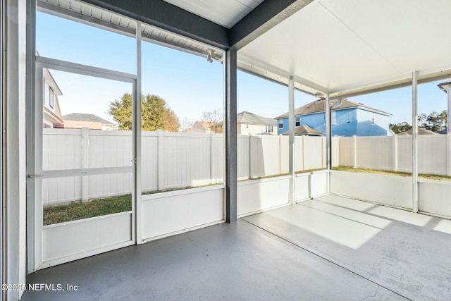 view of unfurnished sunroom