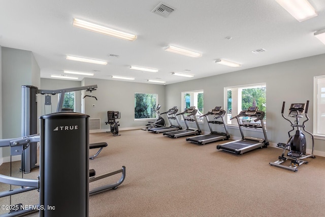 gym with carpet floors