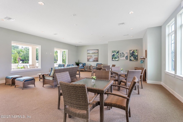 view of carpeted dining room