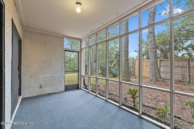 view of unfurnished sunroom