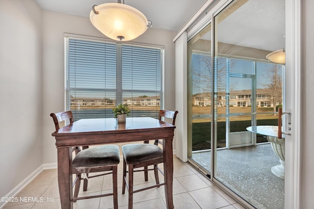 tiled dining room with a healthy amount of sunlight