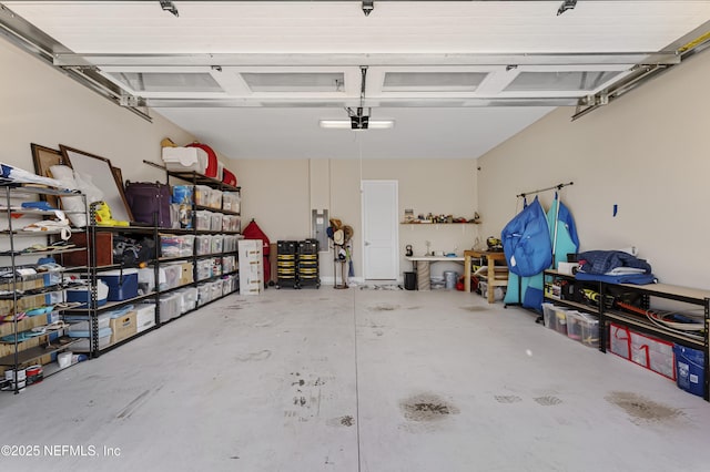 garage with a garage door opener