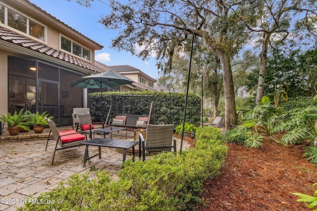 view of patio with outdoor lounge area