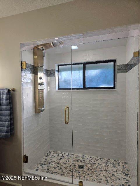 full bath featuring plenty of natural light and a shower stall